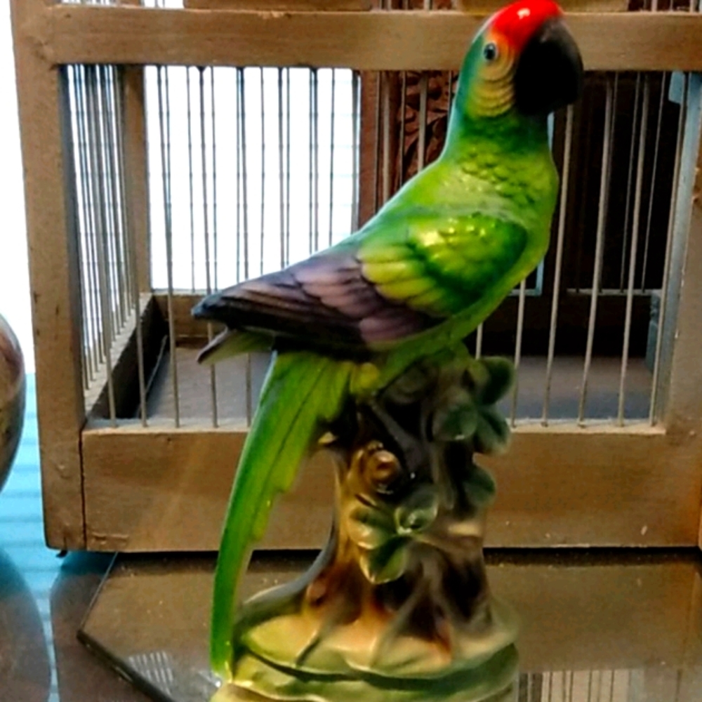 Vintage Green Macaw Figure